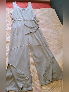M. Rena Sage Green Sleeveless Tie-Waist Wide-Leg Jumpsuit